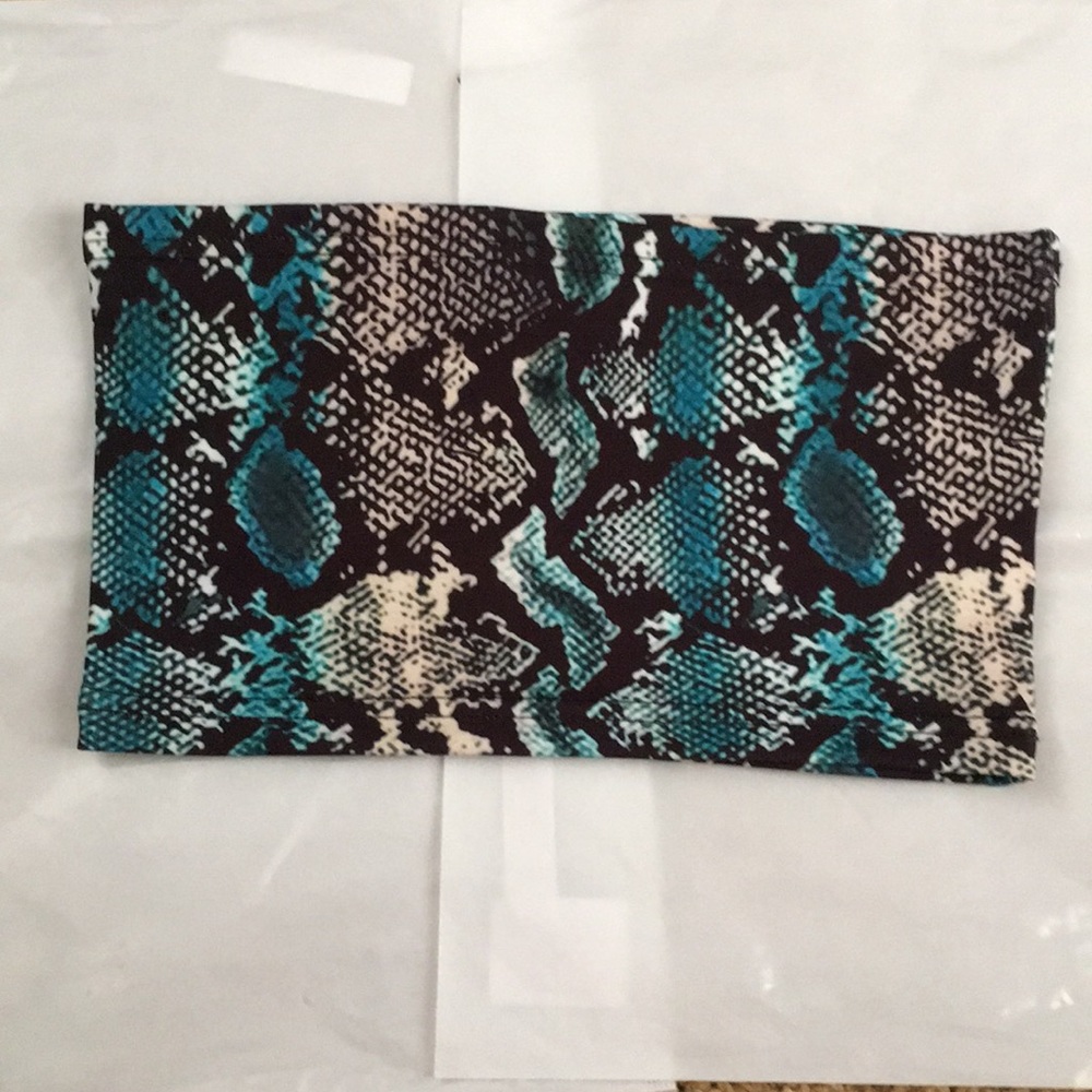 LAST ONE! Blue Snakeskin Tube Top - Picture 6 of 7